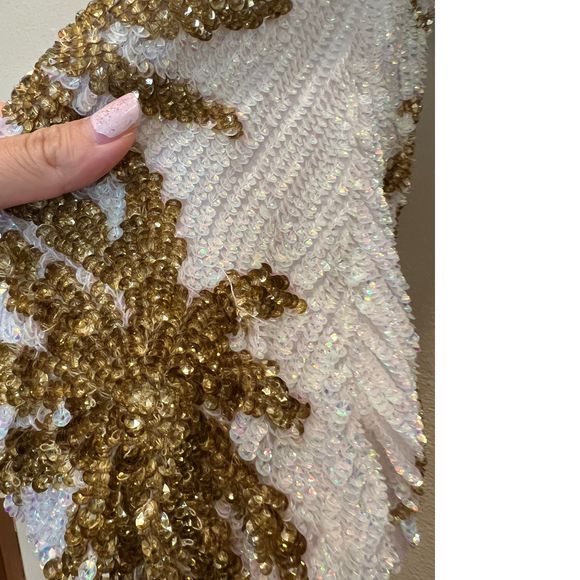 NEW Size S retrofete Grace Dress in White & Gold Palm REVOLVE MSRP $765 - Picture 7 of 11